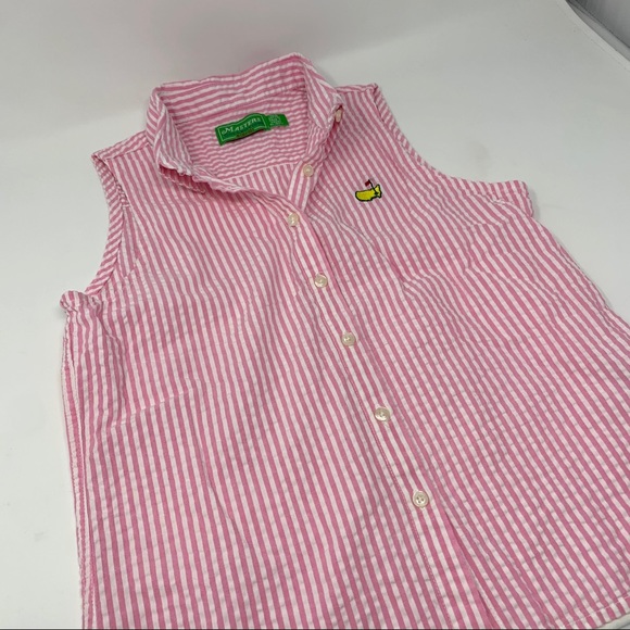 Masters Collection Smocked Striped Button Tank - Picture 2 of 5